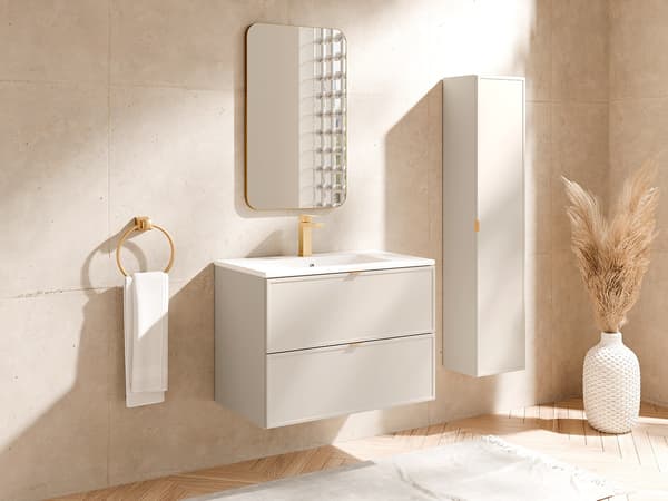 Vente-unique - Hängande badrumspelare - Beige - H140 cm - ONDIL
