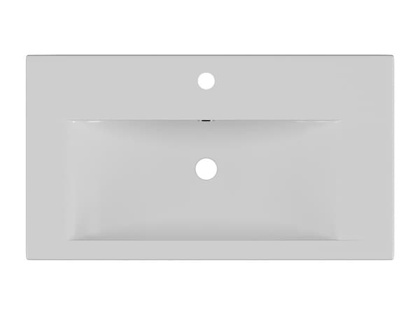 Vente-unique - Halvinbyggd rektangulär badrumstvättställ i keramik - 71,5 cm - Vit - YASMAC II