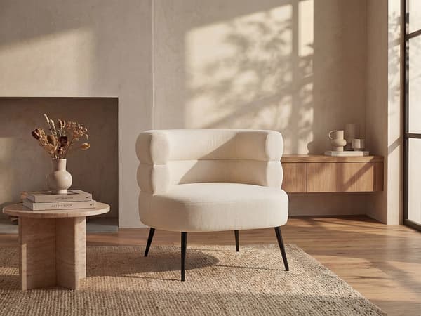 Vente-unique - Beige tygfåtölj CAMEDO