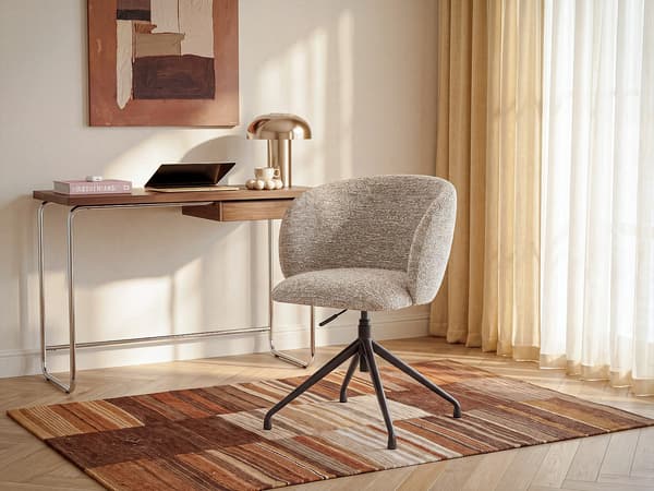 Vente-unique - Skrivbordsstol - Texturerad tyg - Beige och Brun - Justerbar höjd DUMALI