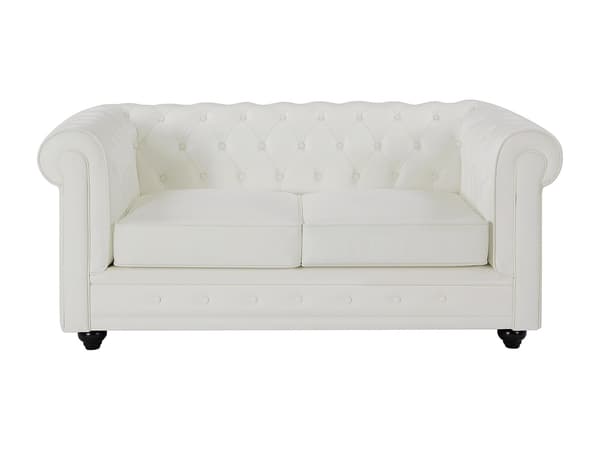 Vente-unique - 2-sits soffa i buffelläder CHESTERFIELD – Vit