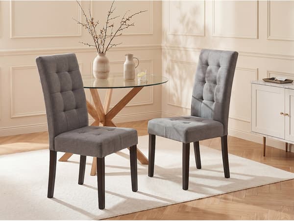 Vente-unique - Set med 6 stolar i grått tyg och trä VILLOSA