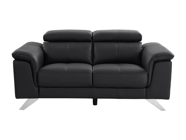 Vente-unique - 2-sits soffa i svart kalvläder BREYT II