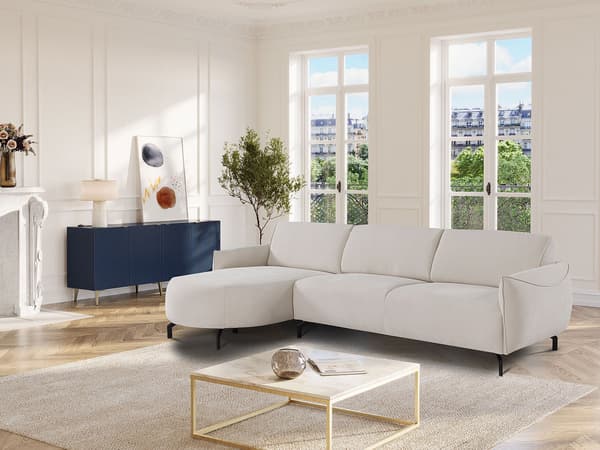 Vente-unique - Beige soffa med Vänstervänd hörn i tyg FERIONA