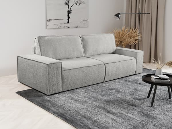 Vente-unique - AMELIA 4-sits bäddsoffa i grått bouclétyg