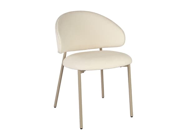 Vente-unique - Set med 4 stolar i texturerat tyg och beige metall - Crème - VOSINIA