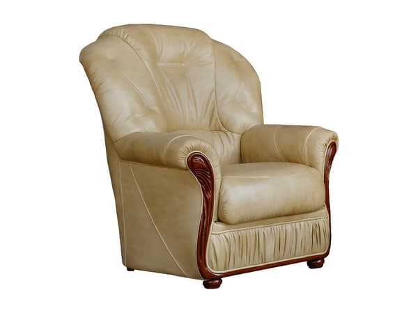 Vente-unique - Fåtölj 100% buffelläder beige DAPHNE
