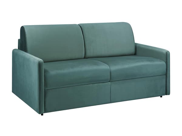 Vente-unique - 3-sits bäddsoffa express i mintgrön sammet – Sovbredd 140 cm – Madrass 14 cm – CALIFE