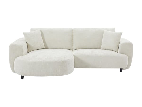 Vente-unique - Vänstervänd hörnsoffa i beige texturerat tyg RULAMA
