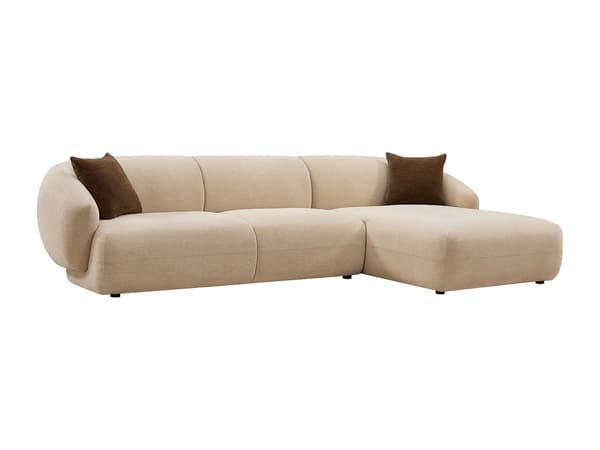 Vente-unique - Högervänd hörnsoffa i beige texturerat tyg MIBASTO