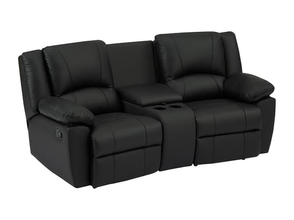 Vente-unique - 2-sits reclinersoffa i läder - Svart - AROMA