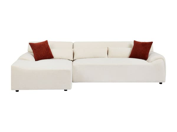 Vente-unique - Hörnsoffa vänsterhänt i beige chenilletyg OVILIO