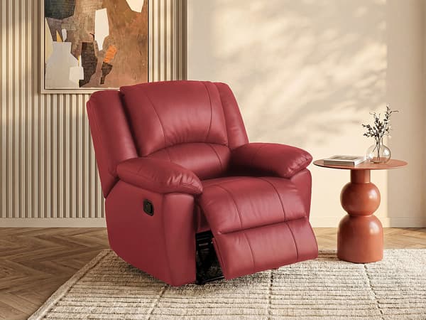 Vente-unique - Elektrisk reclinerfåtölj röd läder AROMA