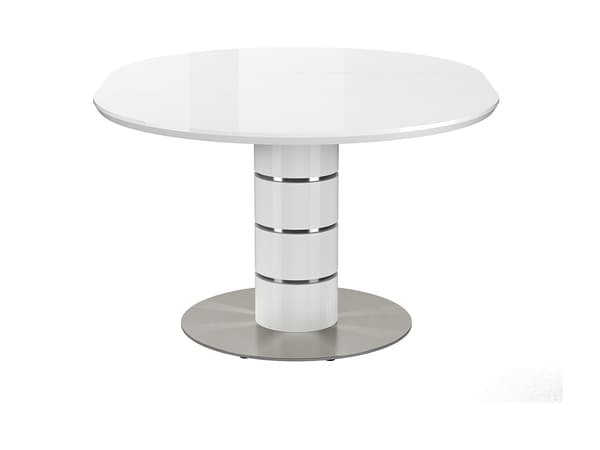 Vente-unique - Utdragbart matbord - 4 till 6 personer - MDF och rostfritt stål - Vitlackerad - CUSCO