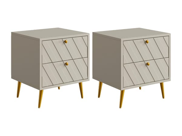 Vente-unique - Set med 2 sängbord - 2 lådor - Beige - TEODA