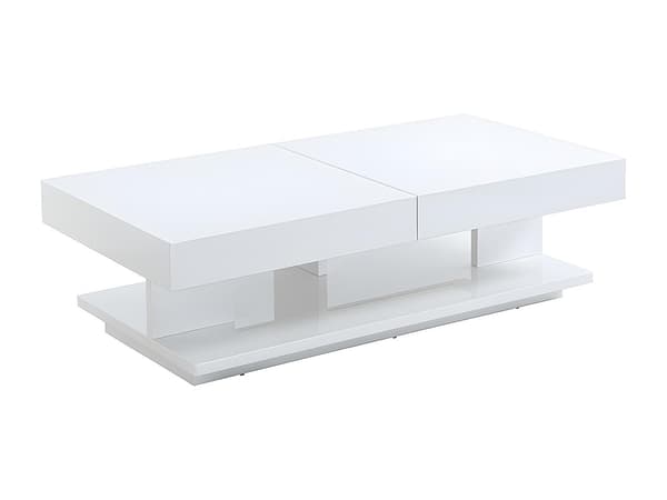 Vente-unique - ARAMIS soffbord med förvaringsmöjligheter - vitlackerad MDF