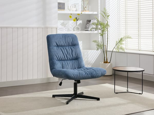 Vente-unique - SELENDO blåmelerad snurrfåtölj i tyg