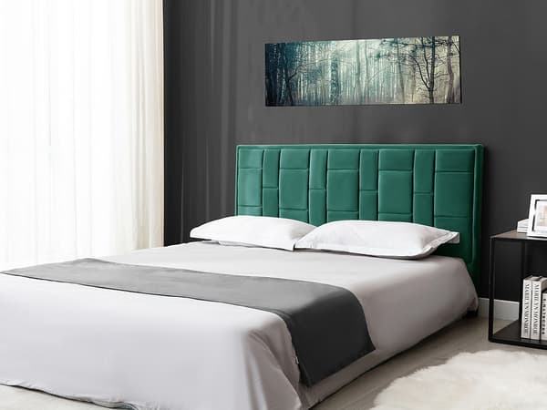 Vente-unique - Sänggavel 140 cm - Sammet - Grön - HERMINE