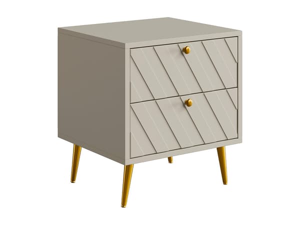 Vente-unique - Sängbord 2 lådor - Beige - TEODA