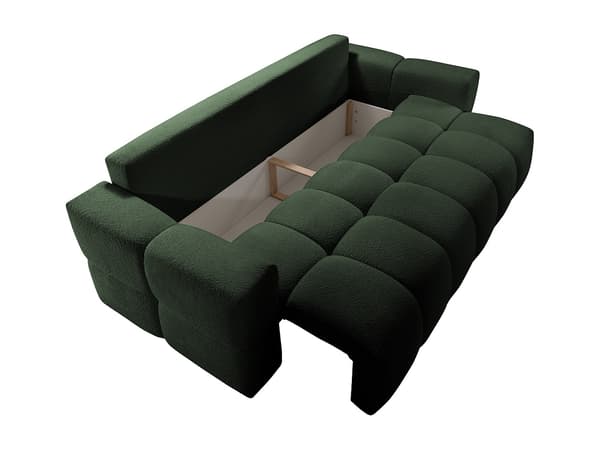Vente-unique - ISSORO II 3-sits bäddsoffa i grönt bouclétyg