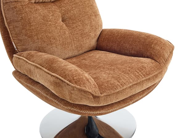Vente-unique - ILMACA snurrfåtölj i senapsgult texturerat tyg
