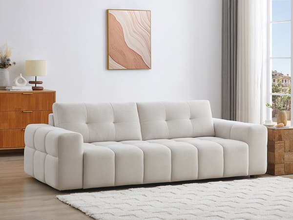 Vente-unique - SOPELANA 3-sitssoffa i beige texturerat tyg