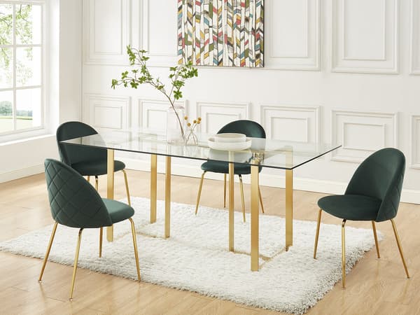 Vente-unique - Set med 6 stolar - Sammet och guldfärgat rostfritt stål - Grön - MELBOURNE