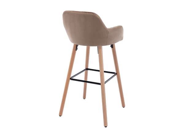 Vente-unique - Barstol i sammet med bokträben - Beige - ELEANA