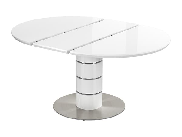 Vente-unique - Utdragbart matbord - 4 till 6 personer - MDF och rostfritt stål - Vitlackerad - CUSCO