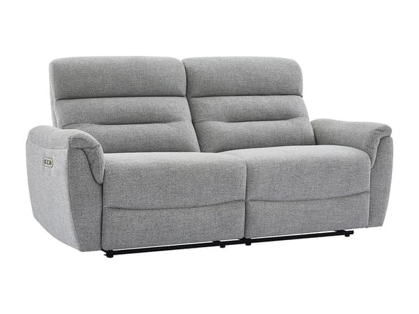 Vente-unique - BREVIO 3-sits elektriskt nedfällbar soffa i grått texturerat tyg
