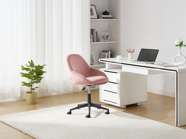Vente-unique - Kontorsstol - Sammet - Rosa - Justerbar höjd - NAODY
