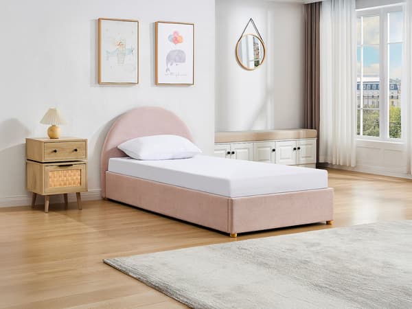 Vente-unique - Säng med förvaring 90 x 190 cm - Manchester - Rosa - LIRIMO
