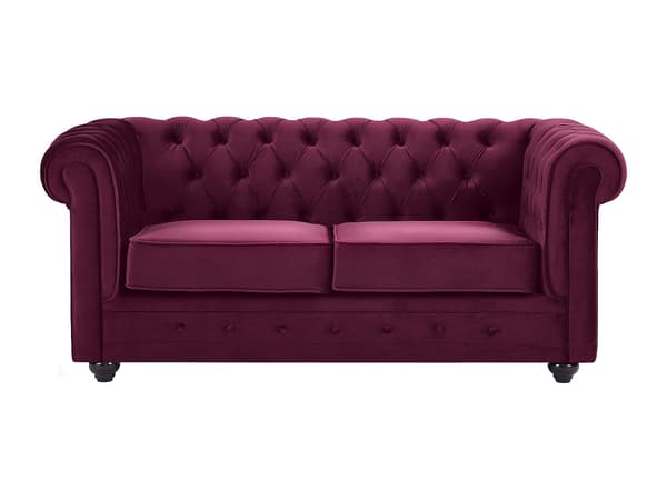 Vente-unique - 3-sitssoffa och 2-sitssoffa CHESTERFIELD - Purpurfärgad sammet