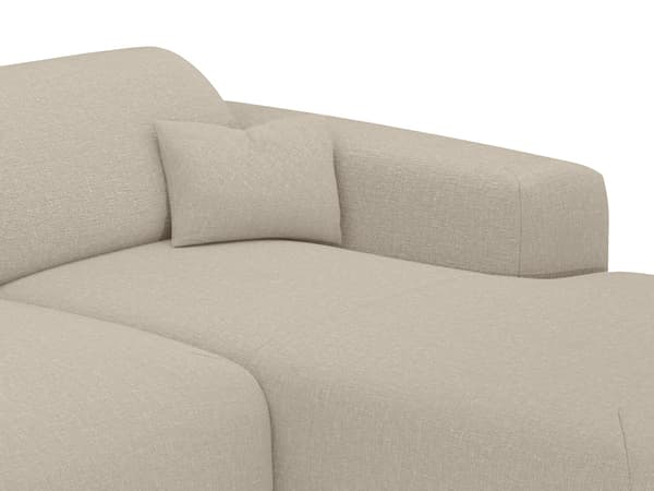Vente-unique - Stor högervänd bäddsoffa i fleckat beige tyg POGNI från Maison Céphy