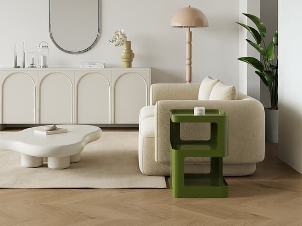 Vente-unique - Sidobord i Metall - Khaki ADZOR