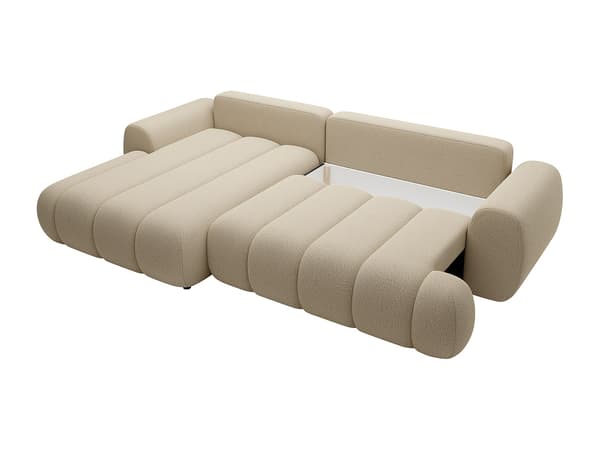 Vente-unique - Hörnbäddsoffa vänsterställd beige tyg FRIDORA