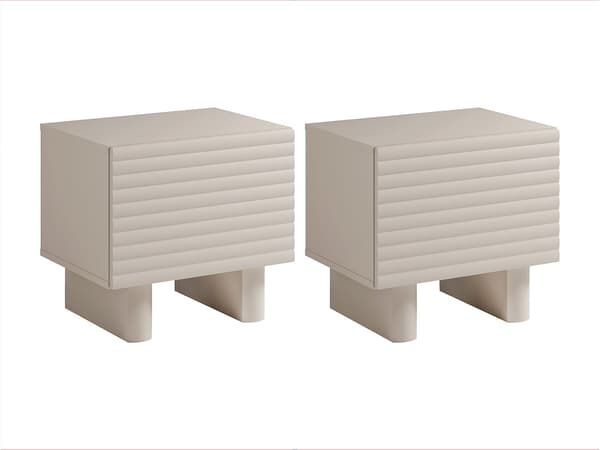 Vente-unique - Set med 2 sängbord med 1 dörr - MDF - Beige - LUDIMA