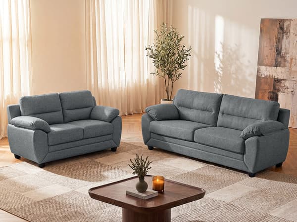 Vente-unique - 3-sits och 2-sitssoffor i mörkgrått tyg MANOA