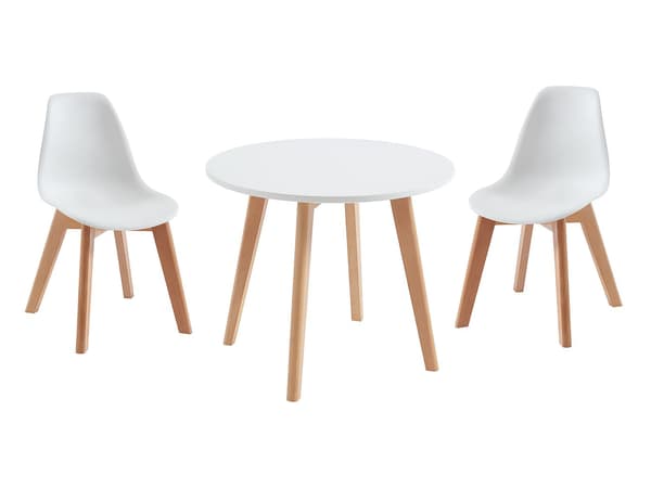 Vente-unique - LOULOUNE barnbord + 2 LILINOU stolar - Vit
