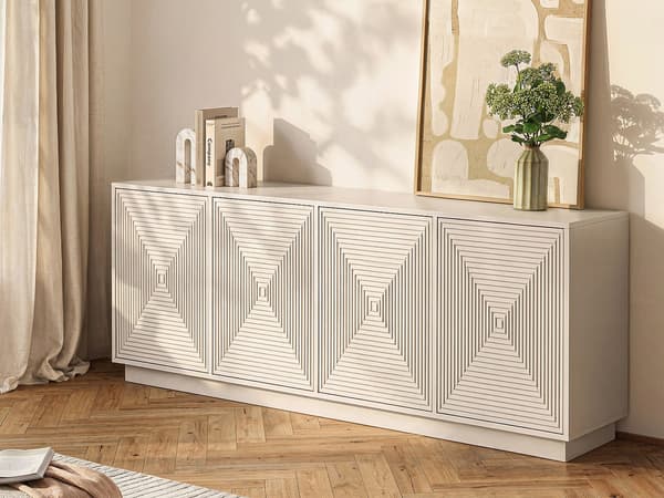 Vente-unique - Sideboard med 4 dörrar i MDF - Beige - MEZULIA