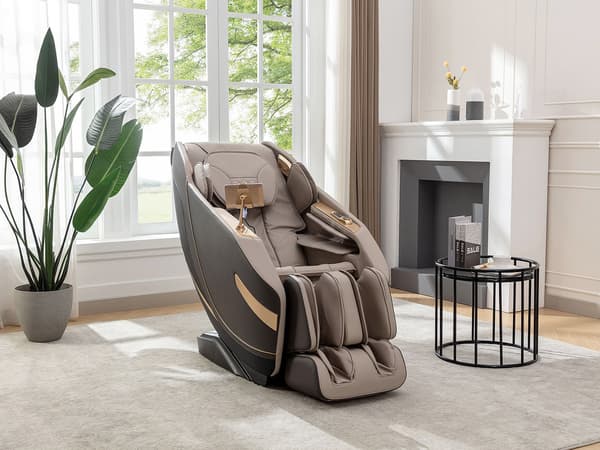 Vente-unique - Massagefåtölj i beige konstläder med zero gravity MOWATA