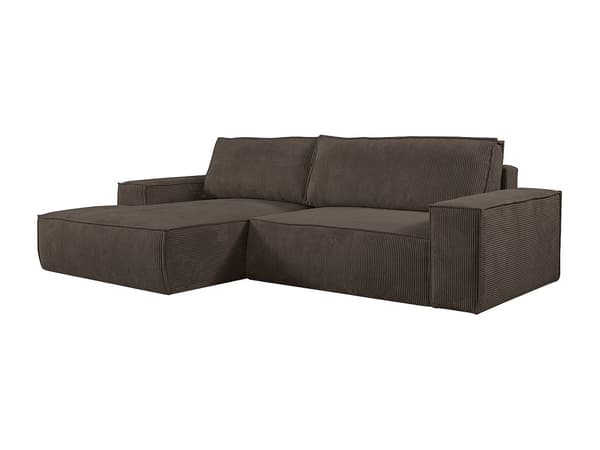 Vente-unique - Vänstervändvänd bäddsoffa i brun manchester AMELIA