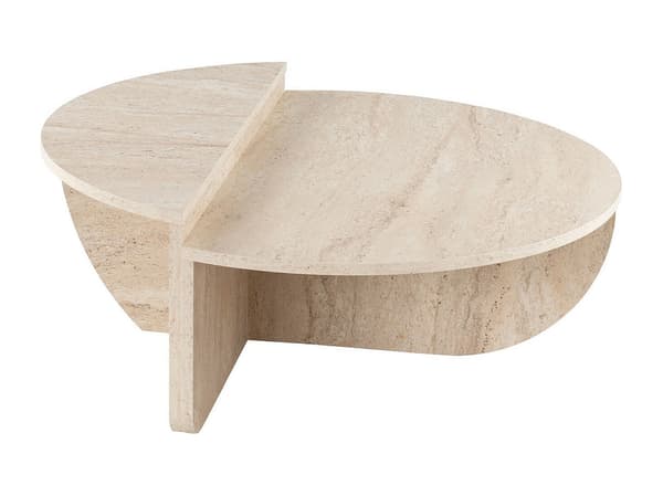 Vente-unique - Set med 2 soffbord i beige travertineffekt ALOEVA