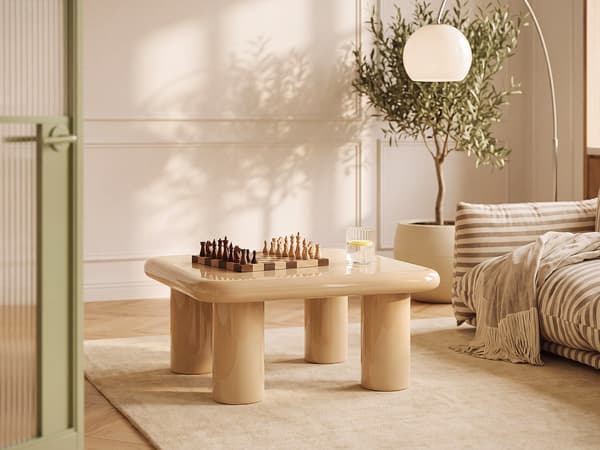 Vente-unique - Soffbord i MDF - Lackerad beige - TAMISDA