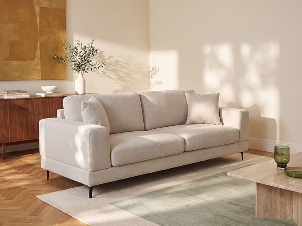 Vente-unique - JAMOLO 3-sitssoffa i beige texturerat tyg