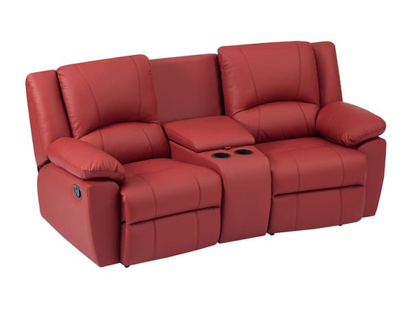 Vente-unique - 2-sits reclinersoffa i läder - Röd - AROMA