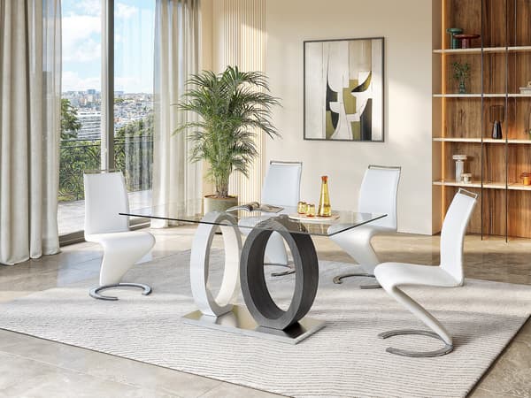 Vente-unique - Set med 4 TWIZY-stolar - Vit läderimitation