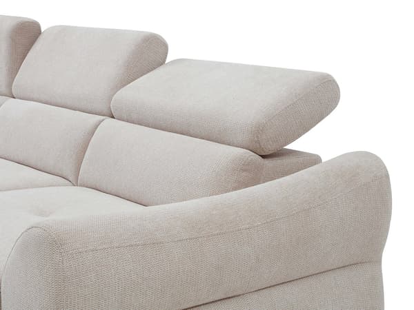 Vente-unique - Vänstervänd bäddsoffa i texturerat beige tyg VAVERDO