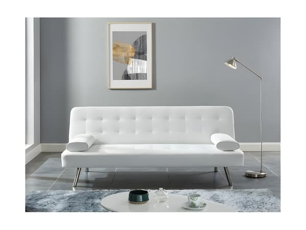 Vente-unique - Bäddsoffa klick-klack i läderimitation MICHELLE II - Vit