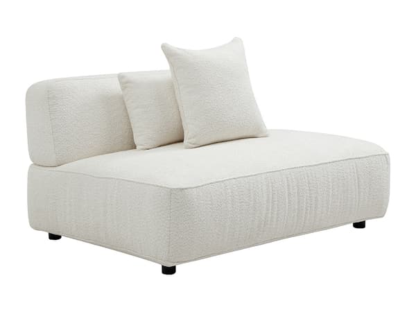 Vente-unique - Högervänd schäslong i off-white bouclé-tyg LELACO